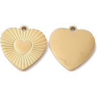 Ion Plating 316L Surgical Stainless Steel Heart Charm, Gold Plated
