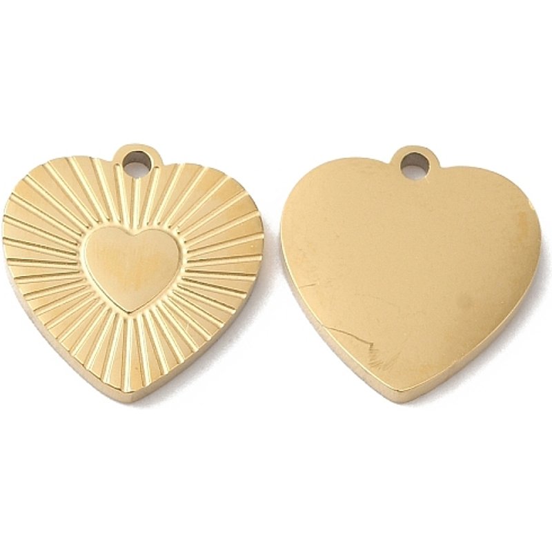 Charm en Acier Inoxydable Chirurgical 316L en Plaqué Or, Coeur — Breloques et pendentifs