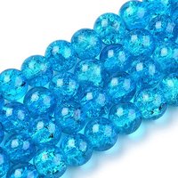 Spray Painted Crackle Transparent Glass Beads Strands, Deep Sky Blue — Jewelry Beads