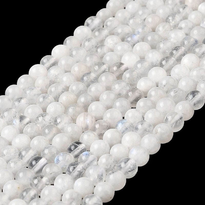 Nature Rainbow Moonstone Round Bead Strands, Grade A, 4mm — Jewelry Beads