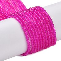 Brins de perles en verre transparent, rondes facettées, magenta, 2mm — Perles à bijoux