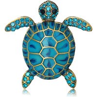 Broche en alliage doré antique avec strass et émail tortue — Broches