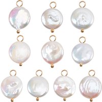 10 Pcs Natural Baroque Pearl Keshi Pendants with Brass Loops — Charms & Pendants