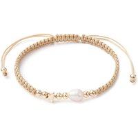 Bracelet Ajustable en Perles Naturelles et Laiton Tressé — Bracelet Femme