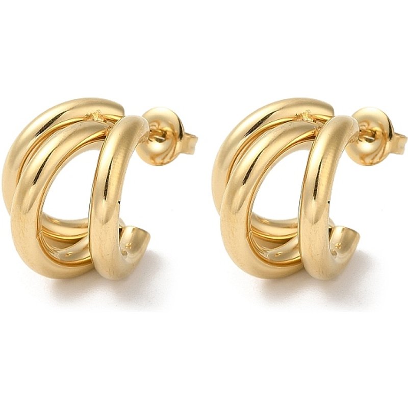 Boucles d'oreilles demi-anneau en acier inoxydable 304, plaqué or 18K — Boucles d'oreilles créoles