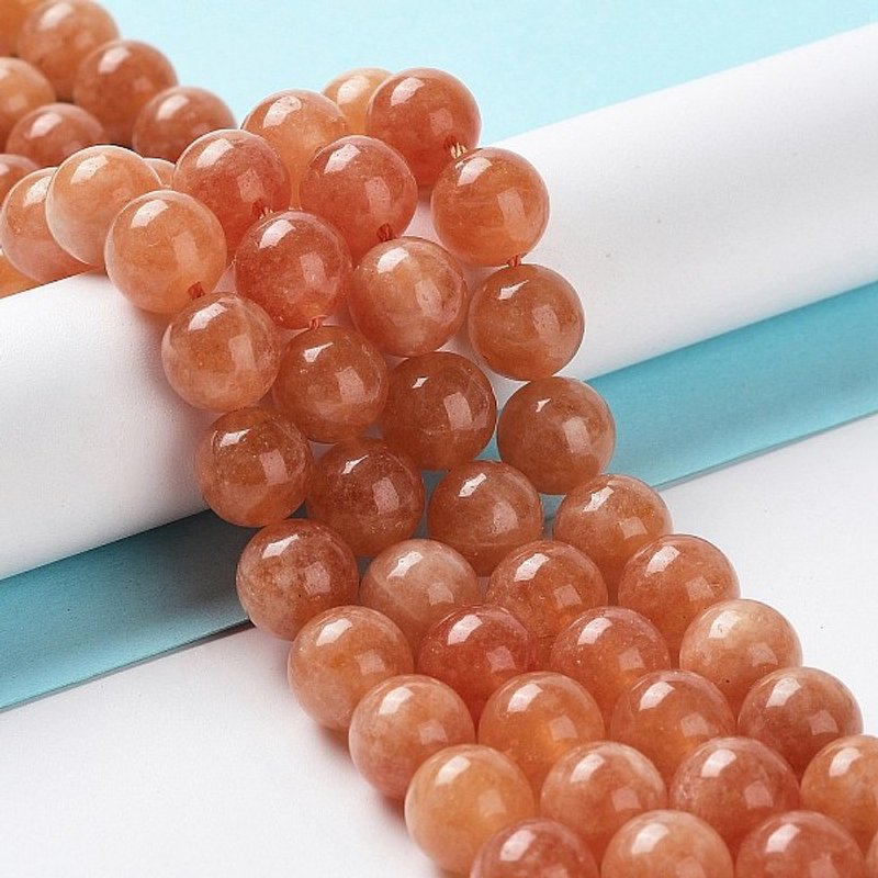 Brins de perles de jade naturel teinté de Malaisie, rond corail, 10mm — Perles à bijoux