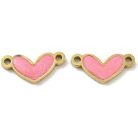 Ion Plating 316L Surgical Stainless Steel Enamel Heart Charms — Jewelry Findings
