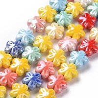 Brins de Perles en Porcelaine Faits Main, Fleurs Perles, Couleurs Mixtes — Perles à bijoux