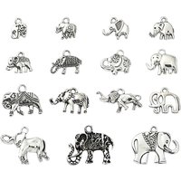 30 Pcs Tibetan Style Alloy Elephant Pendants - Antique Silver