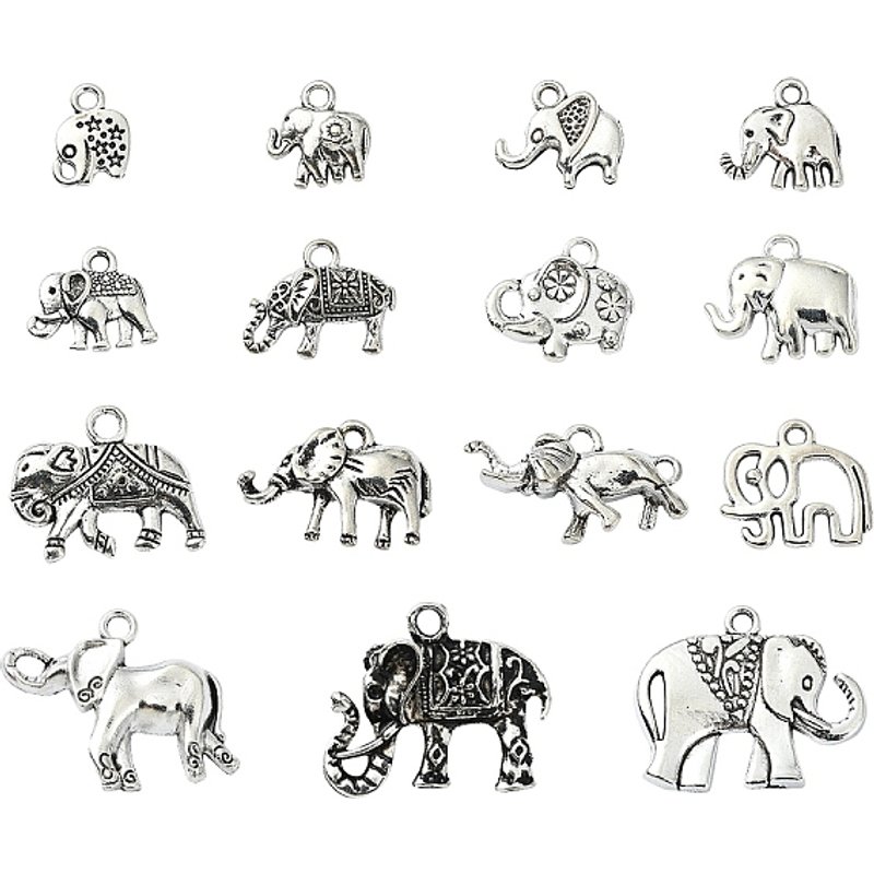 30 Pcs Pendentifs Éléphant en Alliage de Style Tibétain - Argent Antique — Breloques et pendentifs
