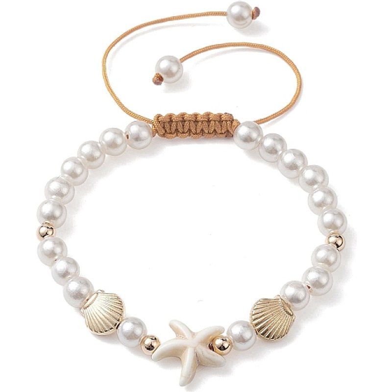 Bracelet ajustable en turquoise et perles avec étoile de mer — Bracelet Femme