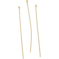 304 Stainless Steel Ball Head Pins, 18K Gold Plated, 70x0.7mm — Jewelry Findings