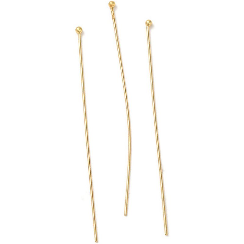 Épingles à tête boule en acier inoxydable 304, plaquées or 18K, 70x0.7mm — Accessoires pour bijoux