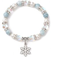 Synthetic Moonstone & Shell Pearl Beaded Stretch Bracelet for Women