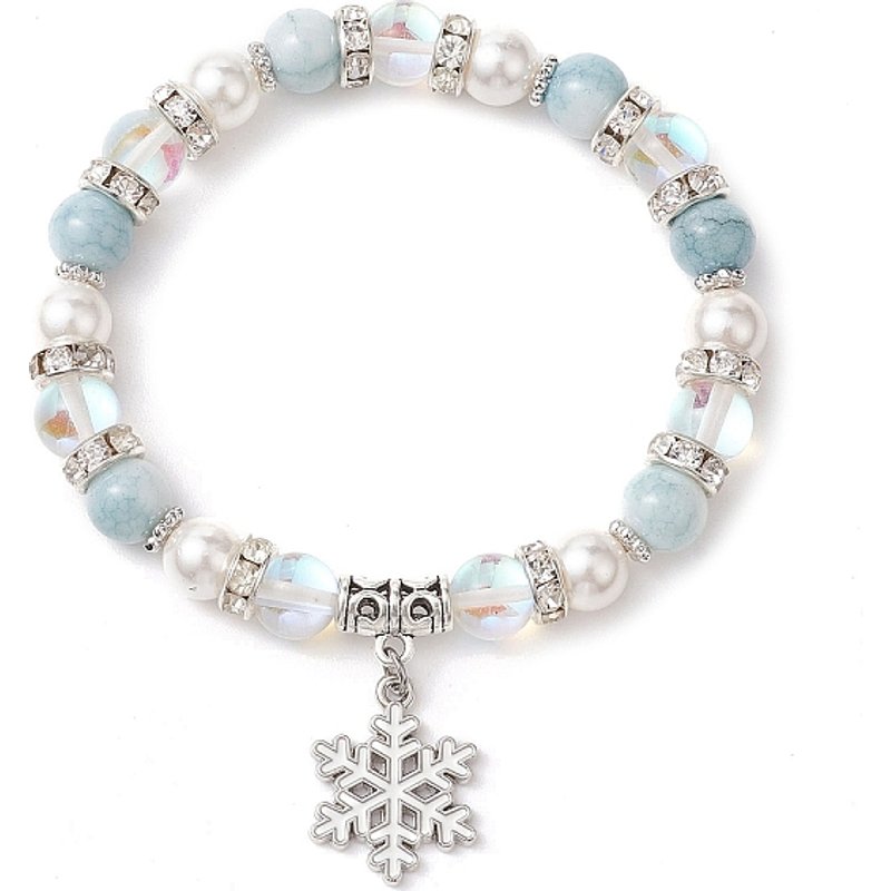 Synthetic Moonstone & Shell Pearl Beaded Stretch Bracelet for Women — Bracelet Women
