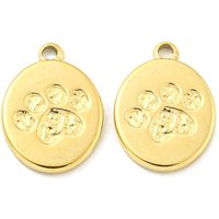 Charms ovales en acier inoxydable 304 avec impression de patte — Breloques et pendentifs