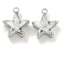 304 Stainless Steel Star Charms with Cubic Zirconia