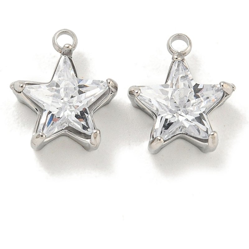 Pendentifs en Acier Inoxydable 304 avec Zircon Cubique en Forme d'Étoile — Breloques et pendentifs