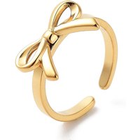 304 Stainless Steel Adjustable Open Cuff Ring for Women - Bowknot