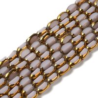 Fil de perles en verre électroplaqué, couleur opaque, moitié plaqué or — Perles à bijoux