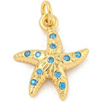 Rack Plating Starfish Pendant with Micro Pave Cubic Zirconia