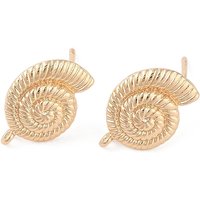 Ocean Style Brass Stud Earring Findings with Loop, Shell Shape — Jewelry Findings
