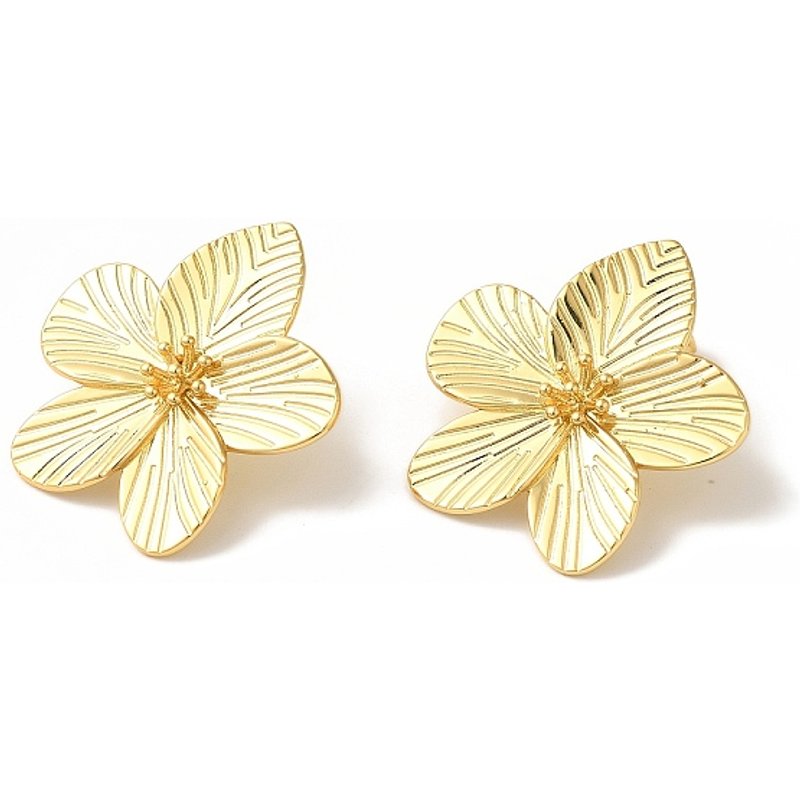 Boucles d'oreilles en laiton Rack Plating, fleurs, plaqué or 18K — Bijoux fantaisie