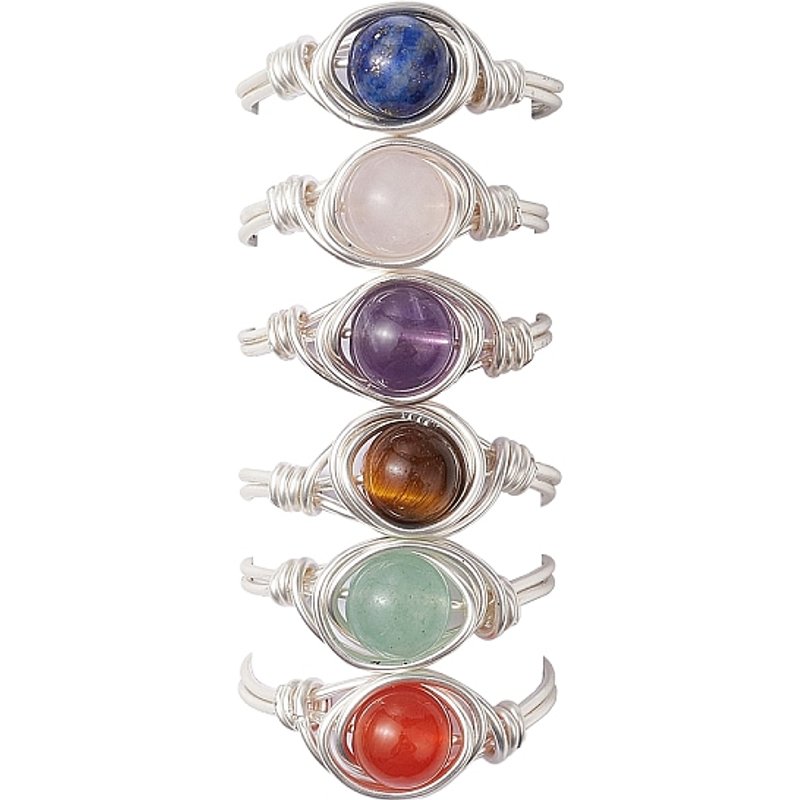 Bague tressée avec pierres naturelles pour femmes — Anneaux empilables