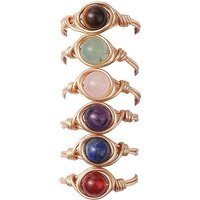 Natural Amethyst and Gemstone Braided Stackable Ring for Women