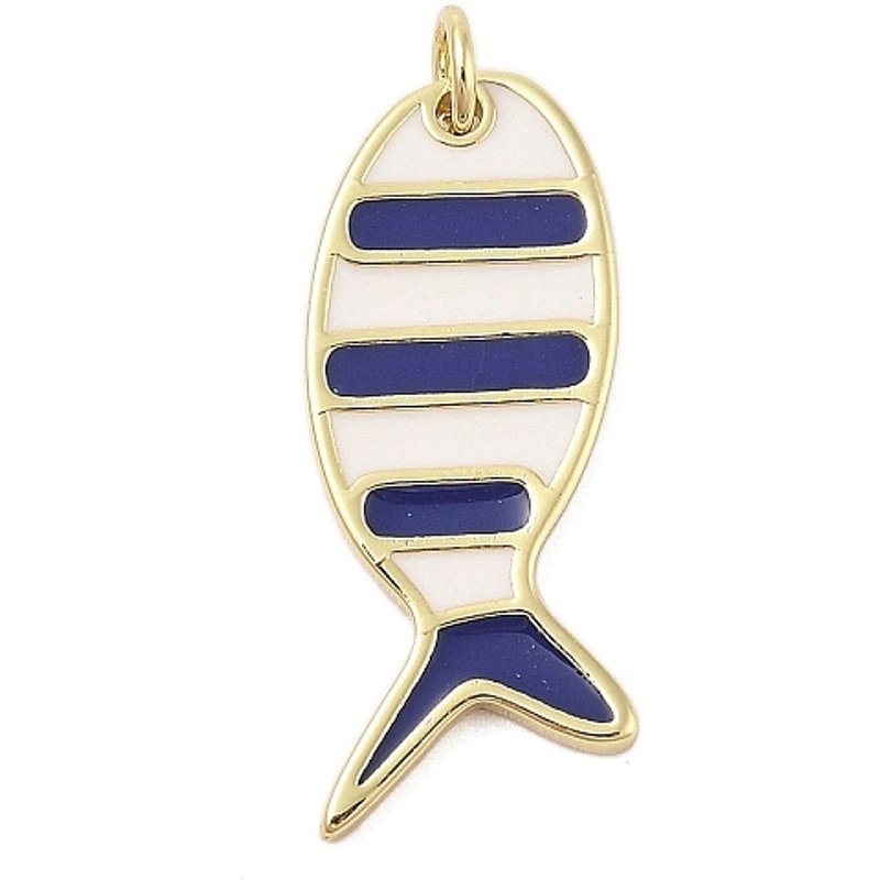 Pendentif Sardine en Émail Plaqué Or 18K Rack Plating — Breloques et pendentifs