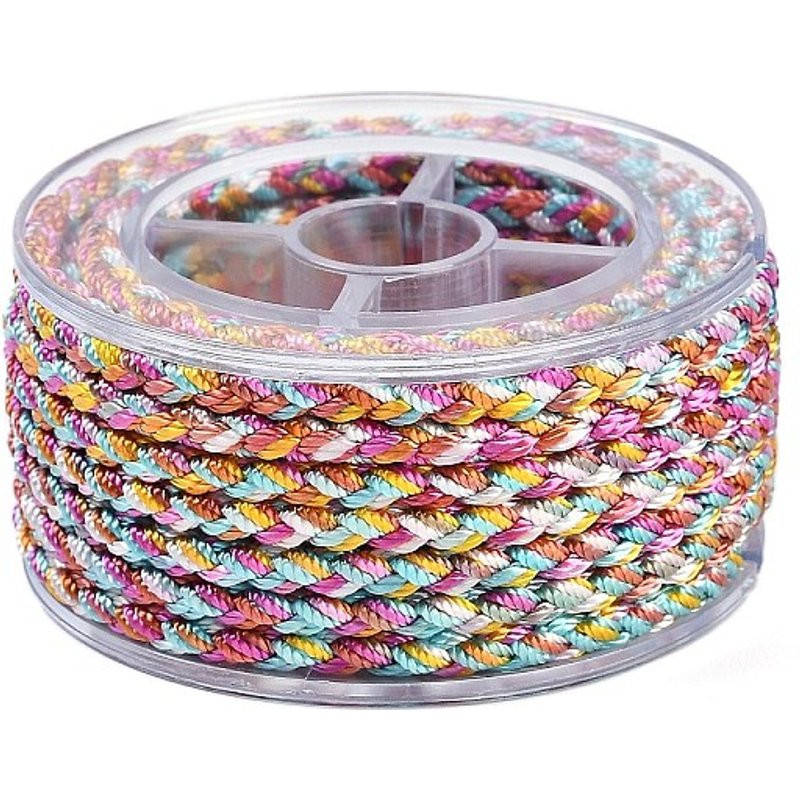 Corde en nylon tressé 12 brins pour la fabrication de bijoux, turquoise pâle, 2-3 verges
