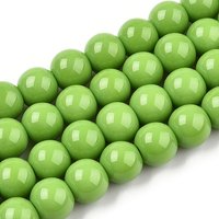 Fil de perles en verre opaques vert lime, rondes, 8-8.5mm — Perles à bijoux