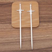 Bâtons à cheveux en alliage Sword pour femmes et filles, argent, 173x27mm — Accessoires de mode