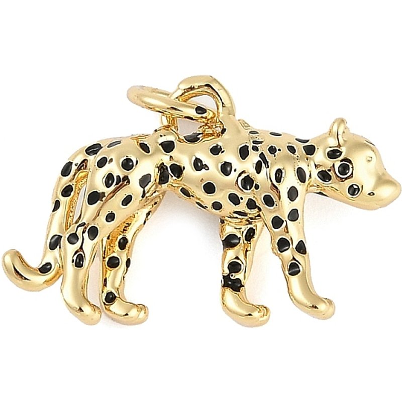 Pendentif Charm Léopard Plaqué Or 18K Rack Plating, Noir — Breloques et pendentifs