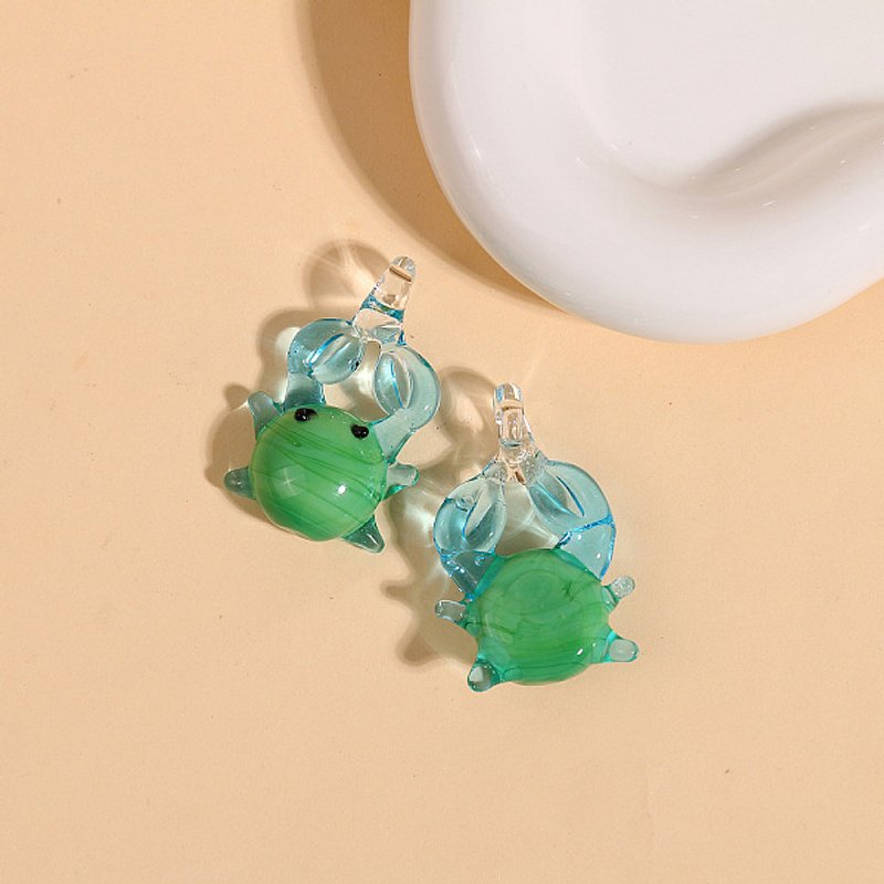 Handmade Lampwork Crab Charms, Green, 41x25mm — Charms & Pendants
