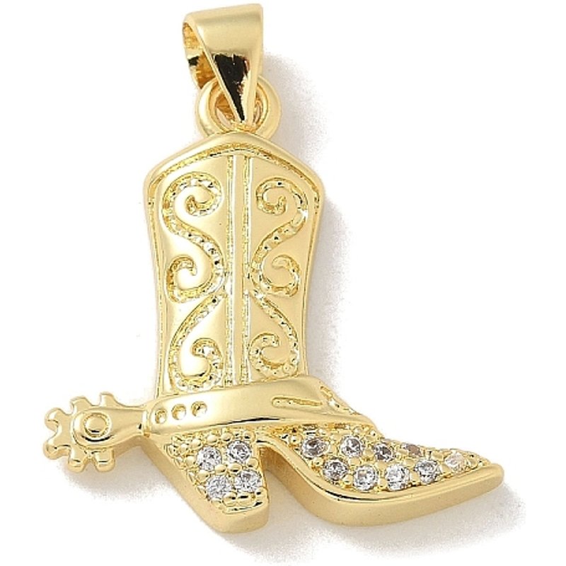 Brass Micro Pave Cubic Zirconia Cowboy Boots Pendants — Charms & Pendants