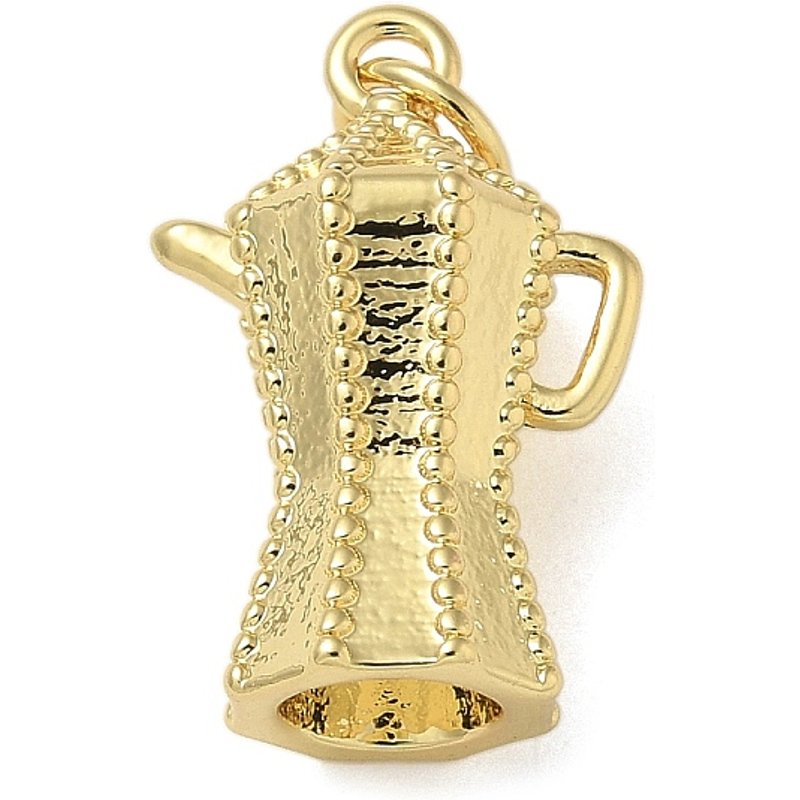 Rack Plating Brass Kettle Charms with Jump Ring, 18K Gold Plated — Charms & Pendants
