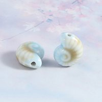 Perles en porcelaine faites à la main pour bracelets DIY, forme de conque, bleu clair — Perles à bijoux