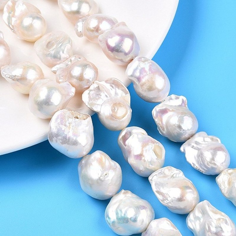 Brins de perles de keshi baroque naturel, blanc crémeux — Perles à bijoux