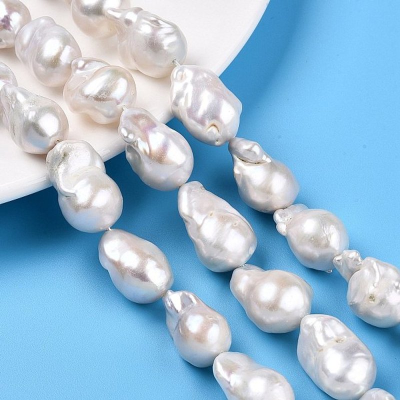Brins de perles Keshi baroques naturelles, blanc crémeux — Perles à bijoux