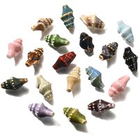 Handmade Porcelain Beads, Conch, Mixed Colors, 20x10.5mm — Jewelry Beads