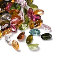 Faceted Natural Tourmaline Cabochons, Pointed Back, Oval