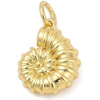 Brass Conch Charm with Jump Ring, 18K Gold Plated