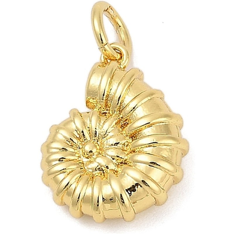 Brass Conch Charm with Jump Ring, 18K Gold Plated — Charms & Pendants