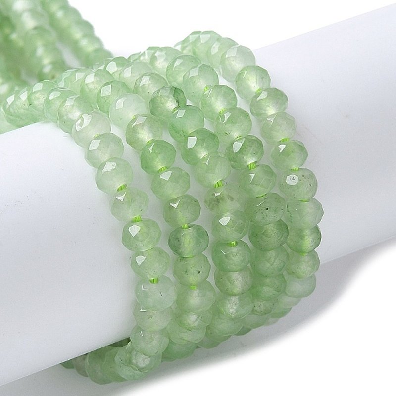 Brins de perles rondelles en jade naturel teinté de Malaisie, aquamarine — Perles à bijoux