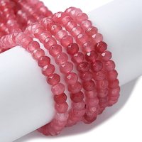 Dyed Natural Malaysia Jade Rondelle Beads Strands, Cerise, 4x2-3mm — Jewelry Beads
