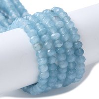 Dyed Natural Malaysia Jade Rondelle Beads Strands, Sky Blue