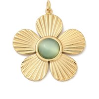 Pendentif en Acier Inoxydable 304 avec Charme Fleur et Œil de Chat — Breloques et pendentifs