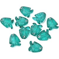 Handmade Lampwork Enamel Fish Beads, Light Sea Green