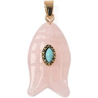 Pendentifs en Quartz Rose Naturel et Turquoise Synthétique, Charms Poisson — Breloques et pendentifs